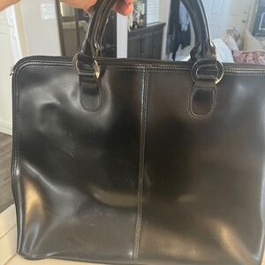 Leather black business tote